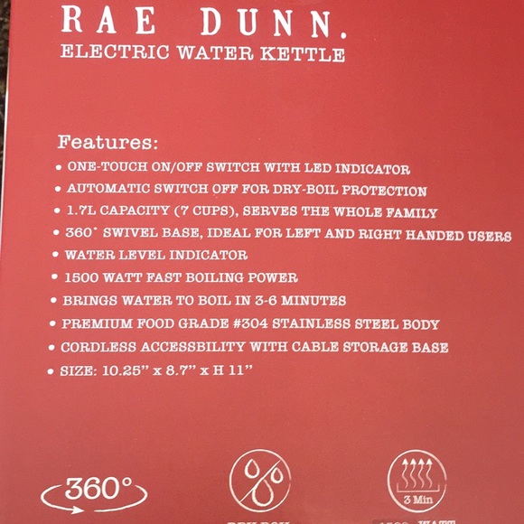 Rae Dunn Electric Red Tea Kettle New In Box - Factory Sealed - Picture 4 of 7